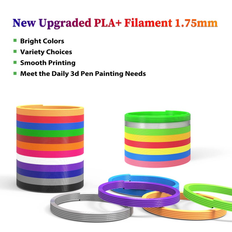 dikale 3D Pen Filament 400 Feet 20 Colors, dikale 3D Printing Pen Refills PLA Bonus 250 Stencil eBook, 3D Printer Pen Filament 1.75mm Smooth Printing - Image 3